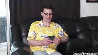 Submissive cuckold man watches as hotwife Jackie Hoff humiliates him with interracial sex and big black cock Сover